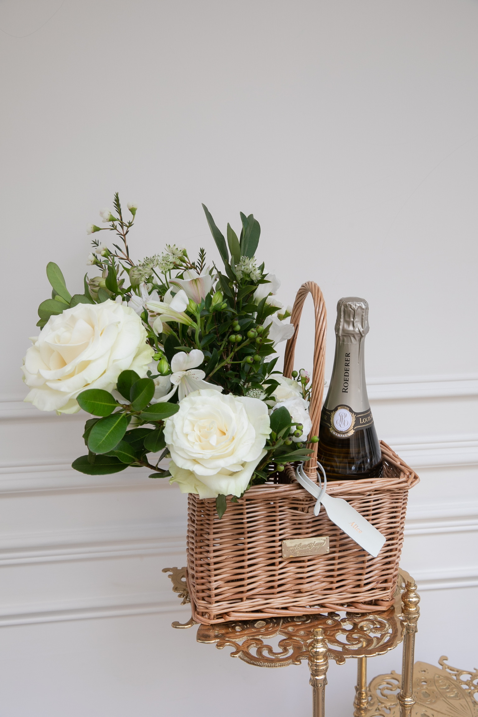 Bouquet Basket with Wine