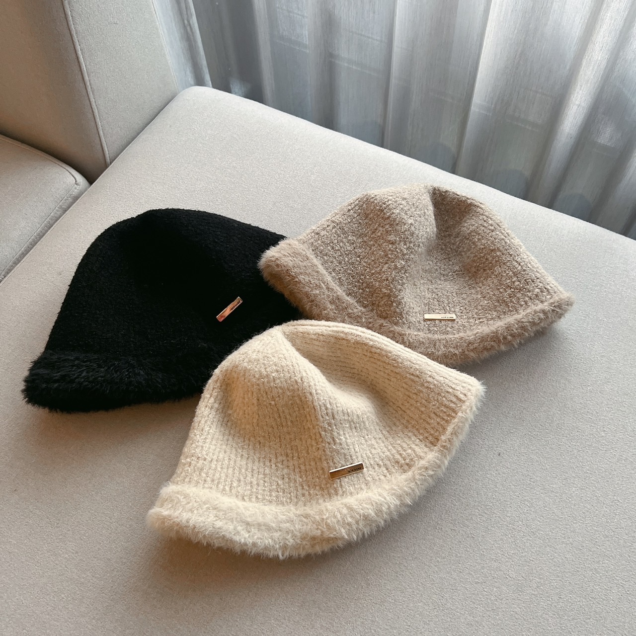 毛絨針織漁夫帽/三色