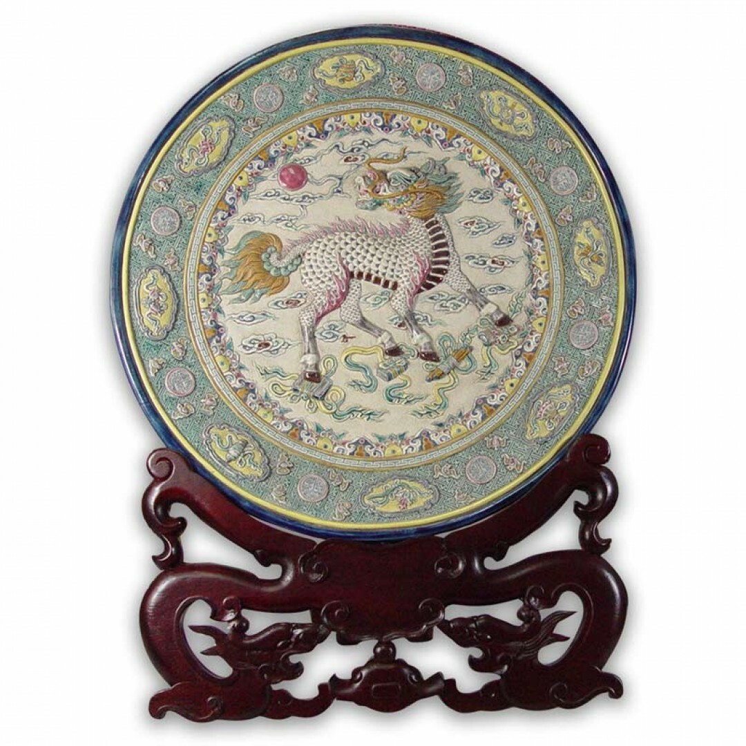 台灣國寶交趾陶｜四寶麒麟大盤