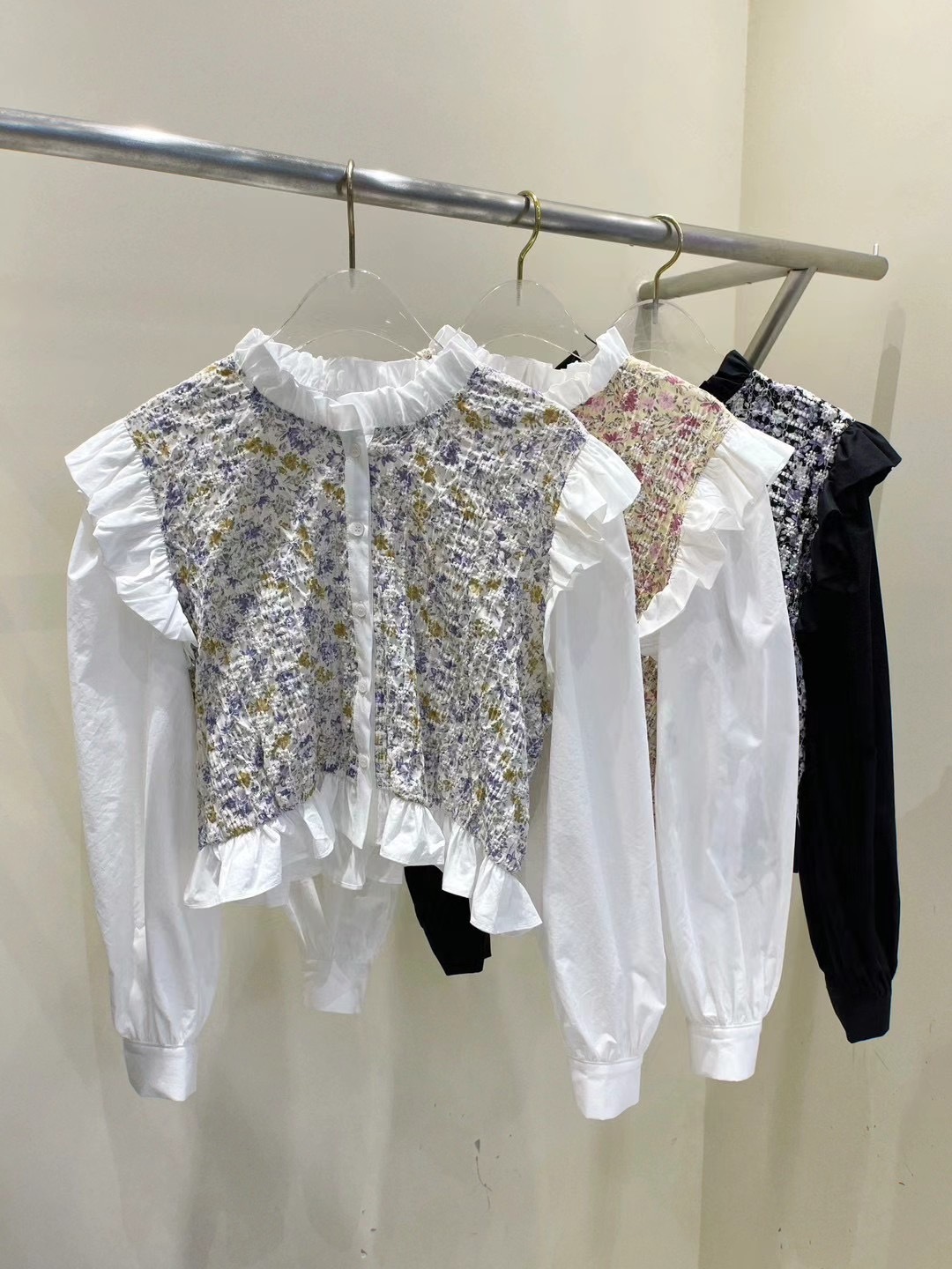 正韓𝜗𝜚花領碎花襯衫