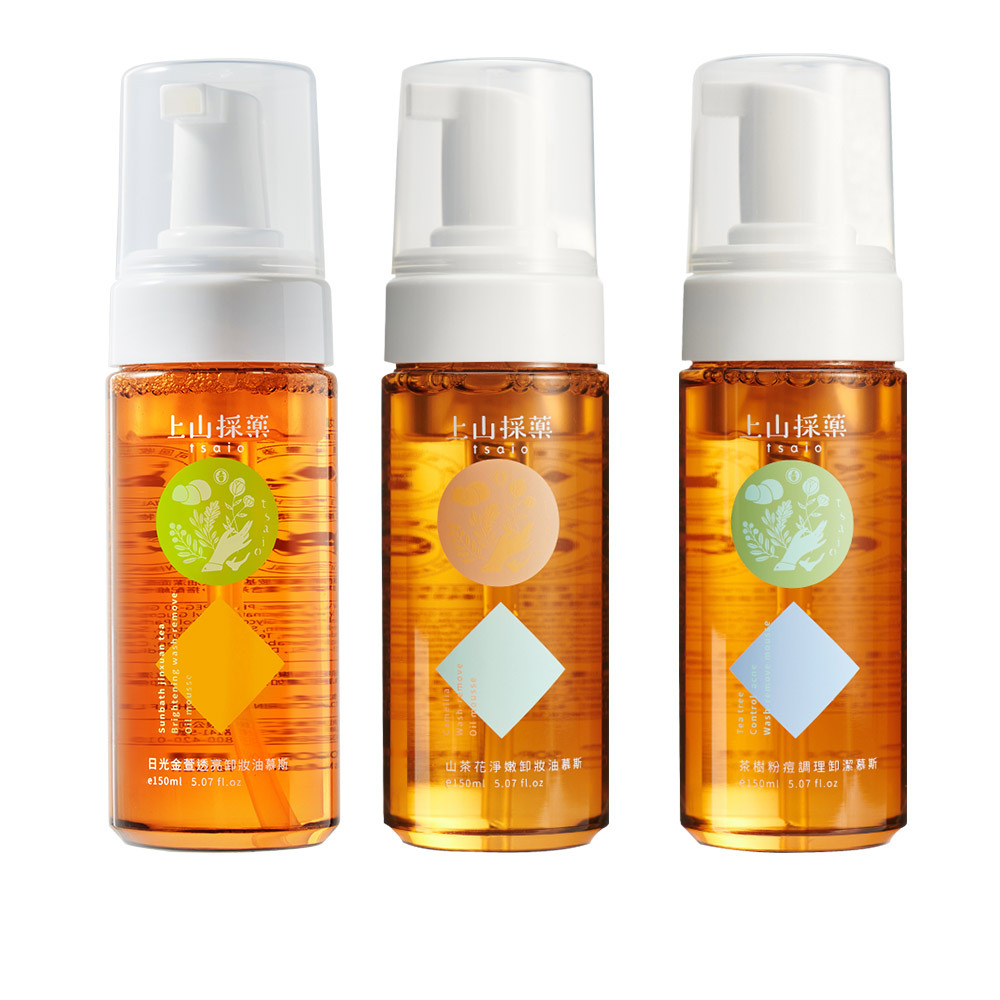 【tsaio上山採藥】三效合一洗顏卸潔慕斯三入組(茶樹/山茶花/日光金萱)-任選