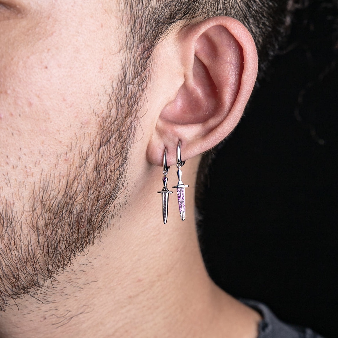 雙型態匕首掛墜式耳環