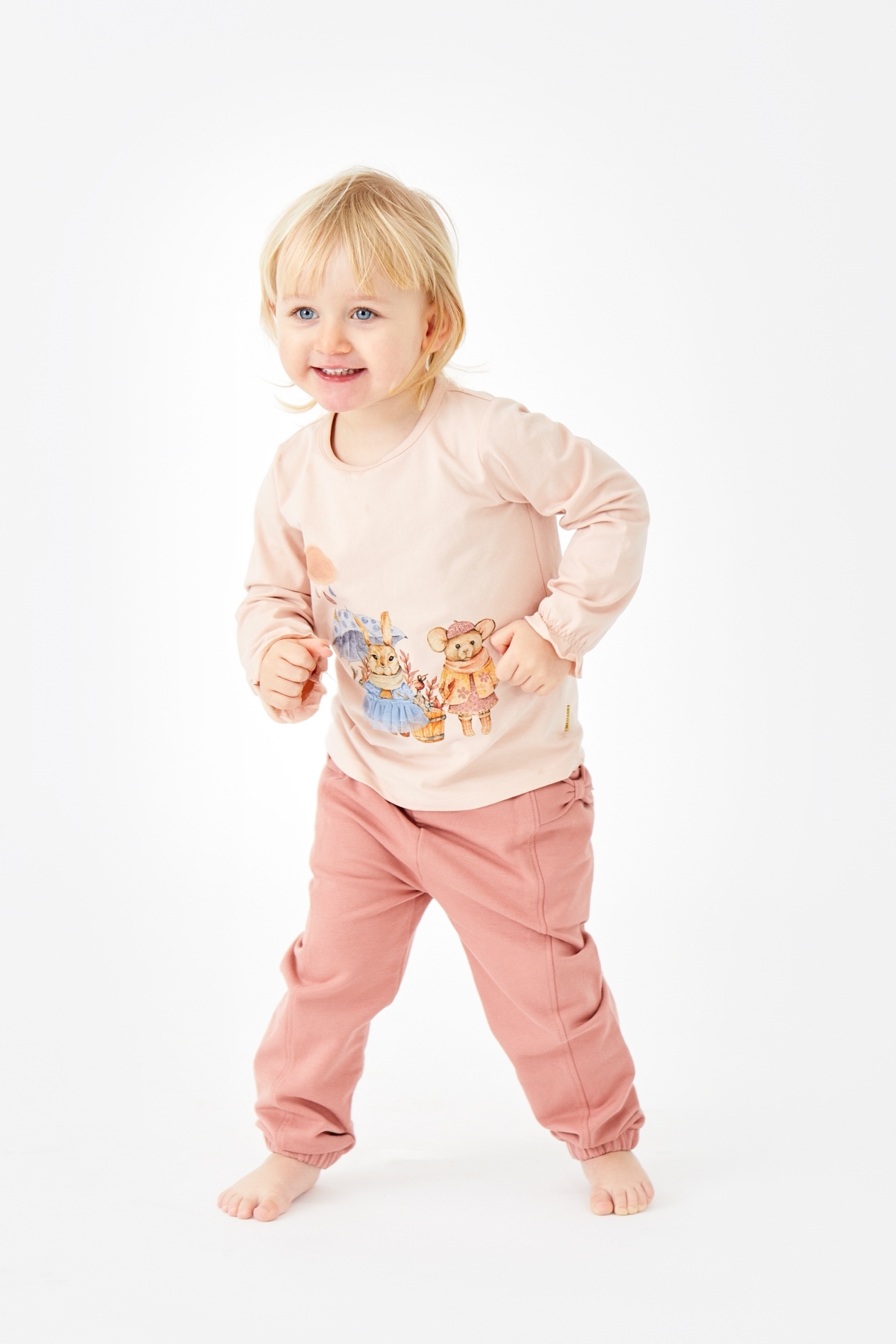 〖 Hust & Claire 〗霧玫粉蝴蝶結刷毛長褲