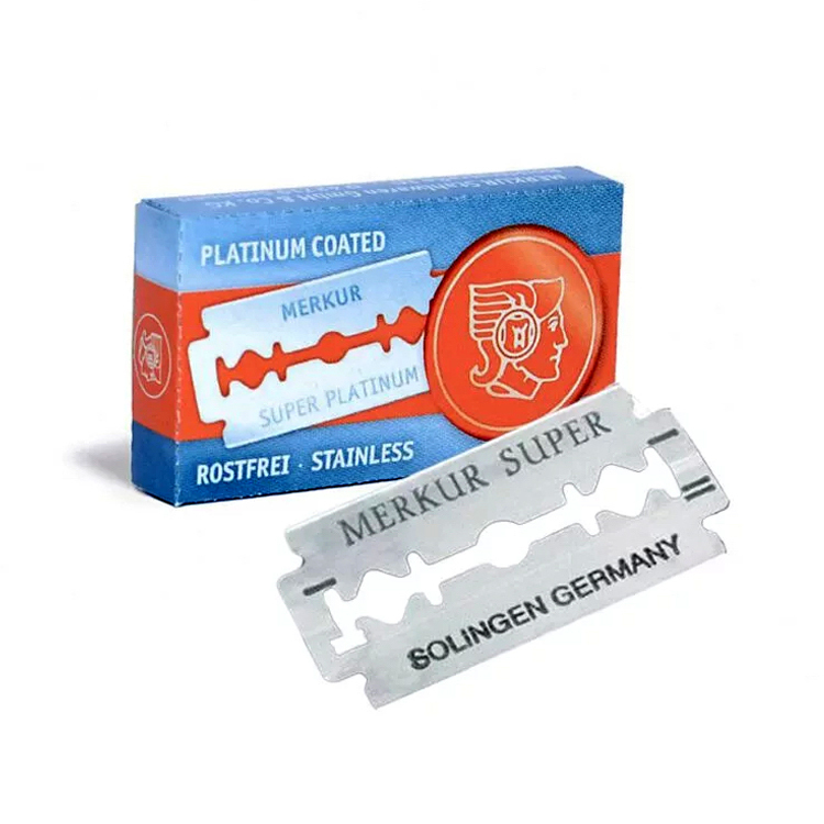 德國 Merkur 超級白金鍍膜 雙面刮鬍刀片（10片裝 / 通用傳統復古雙刃安全刮鬍刀）