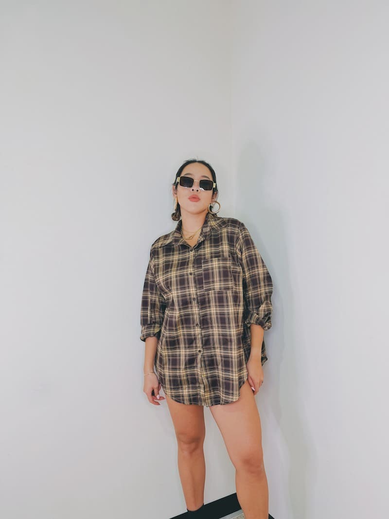 美式卡其格紋襯衫