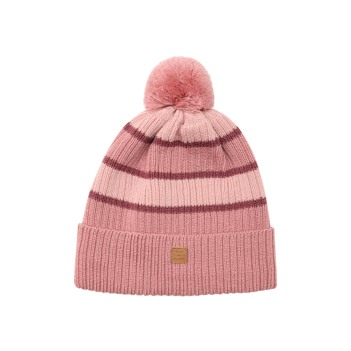 〖 Hust & Claire 〗霧玫粉條紋羊毛針織帽