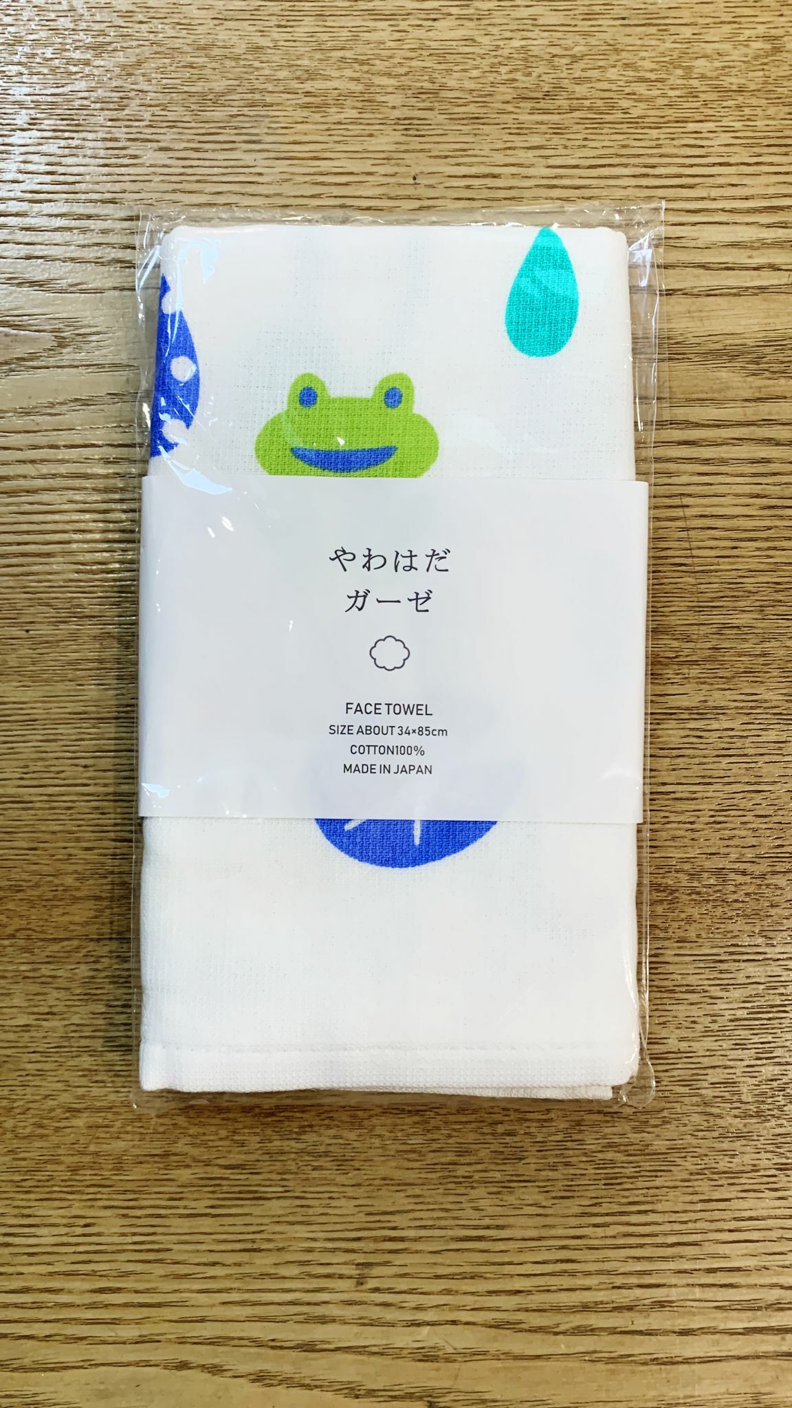 日本製 純棉紗面巾 34x85cm-青蛙