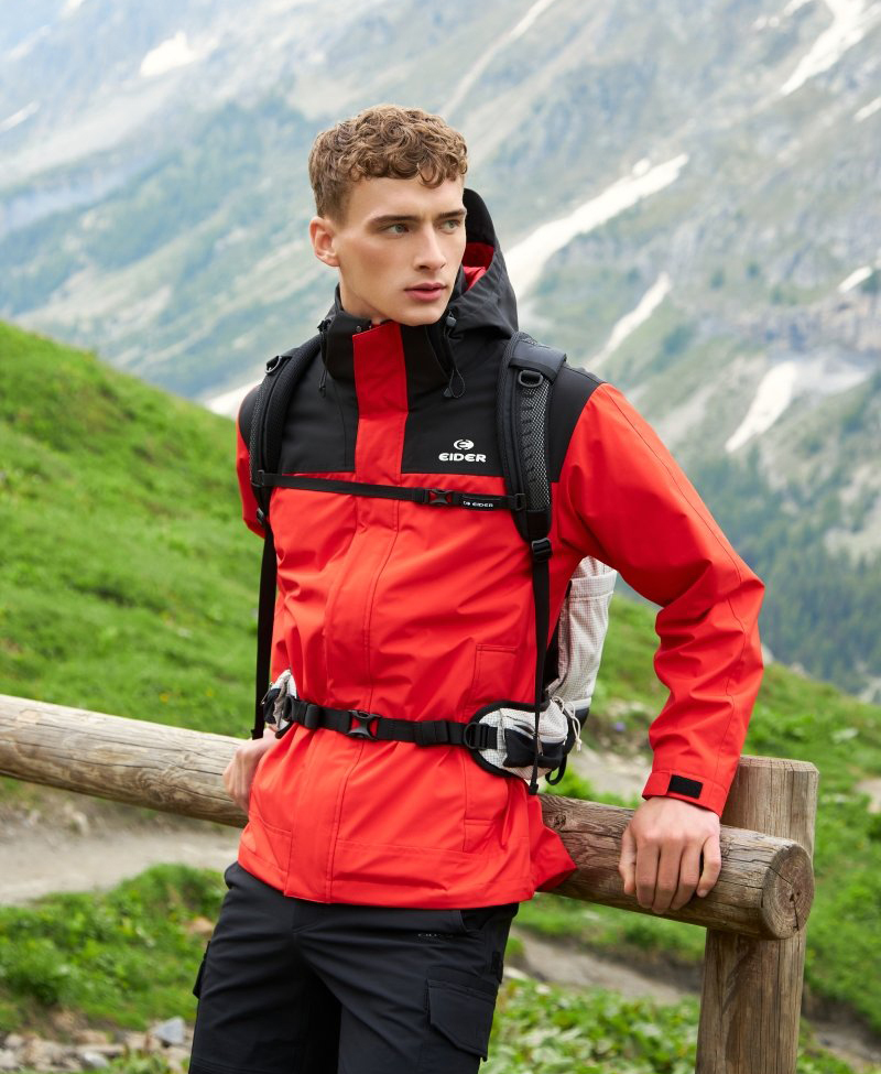 【EIDER】男2L防風防潑水可拆帽外套 / 23EDMU23101-[淺卡其/黑、黑紅拼、黑]