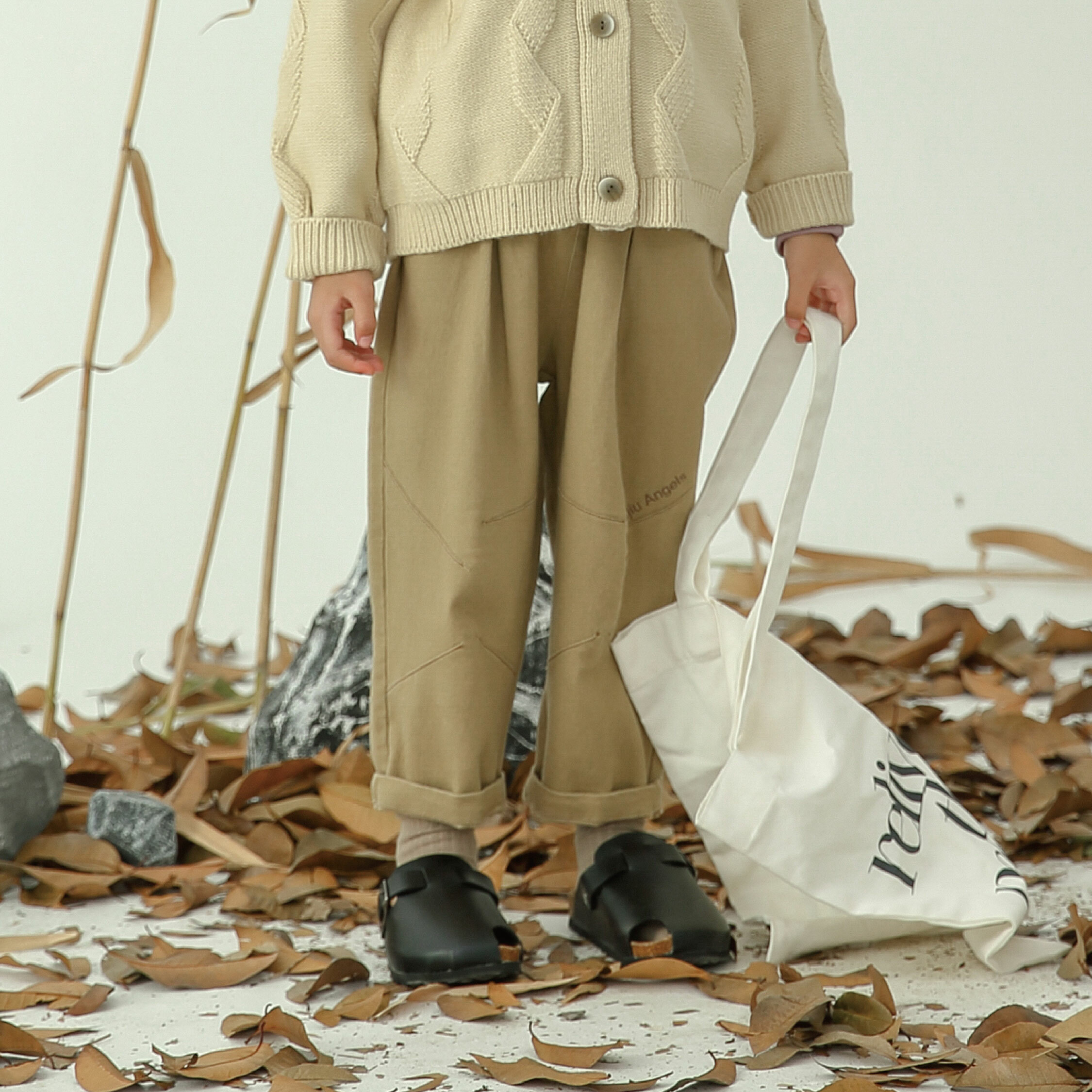 【H35191】立體抓摺剪裁設計休閒長褲