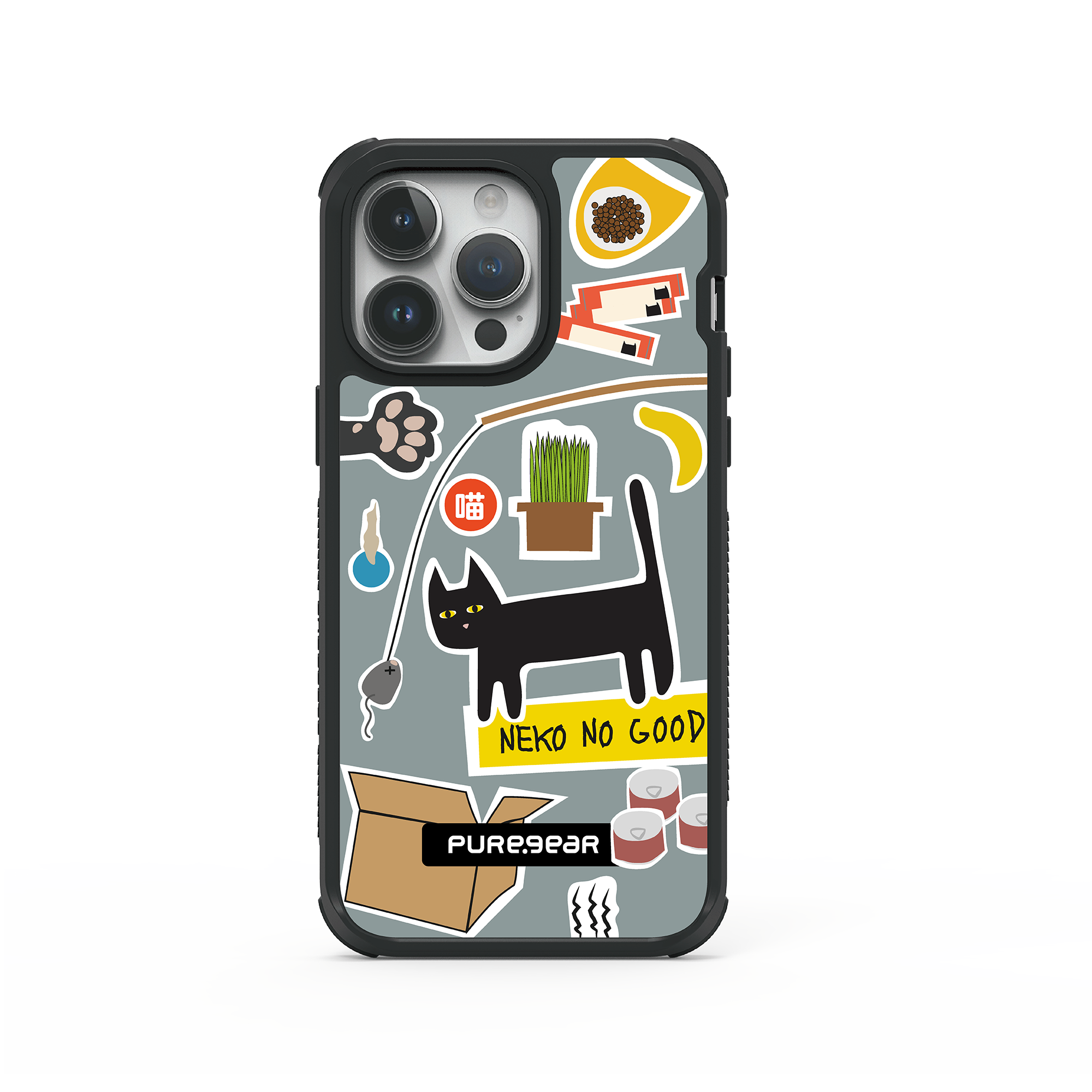 iPhone 15 輕坦克防摔手機殼 / 逗黑貓 (拼貼風格)