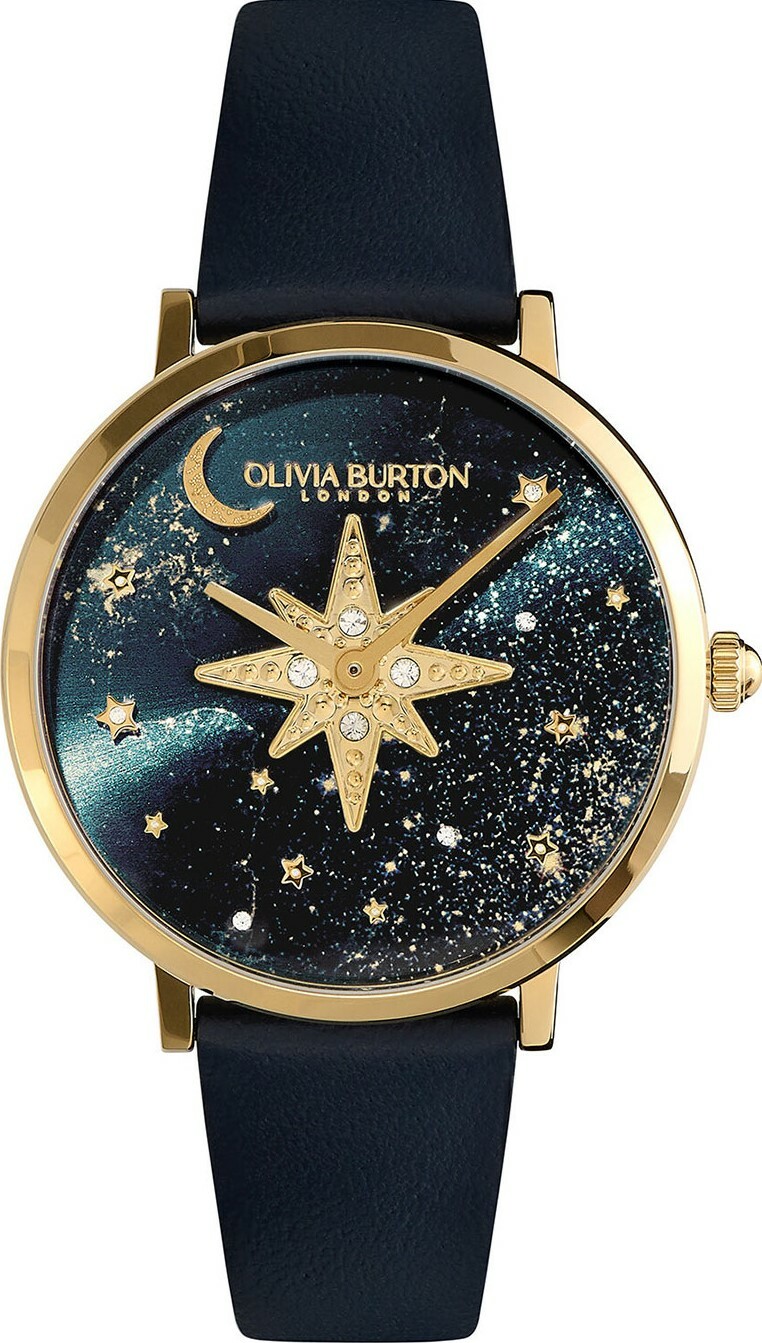 萬年鐘錶 -  Olivia Burton  藝術時尚 Celestial Nova系列  星空藍耀眼光芒皮革款女錶  24000081  錶徑35MM