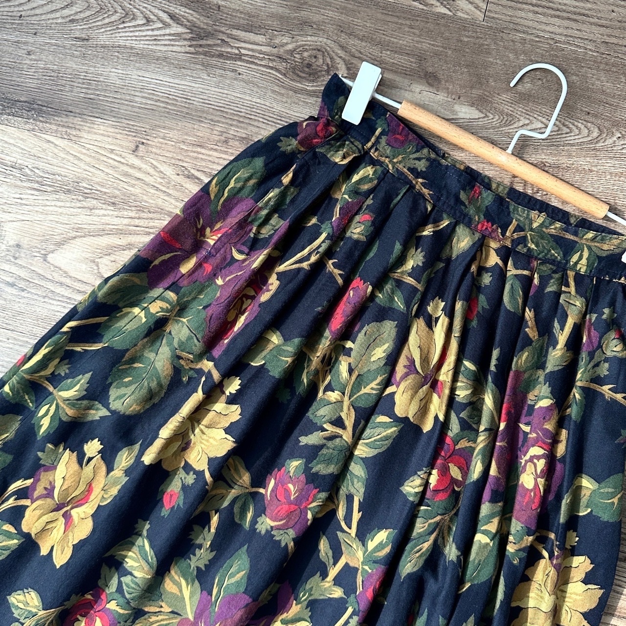 J.G Hooks 80年代深藍色大花格紋半裙