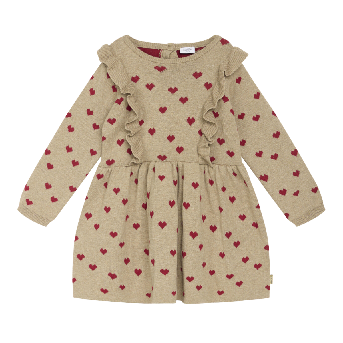 〖 Hust & Claire 〗燕麥色愛心荷葉裝飾洋裝