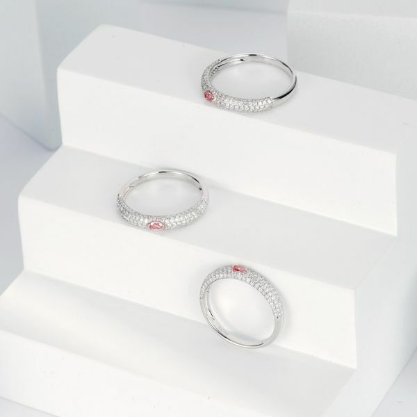 甜甜圈環形滿鑽粉鑽戒指