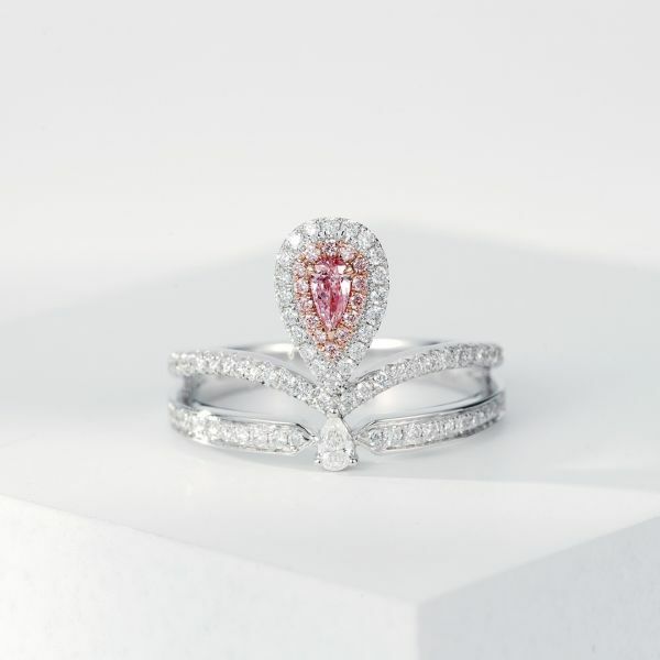 尚美同款水滴粉鑽戒指