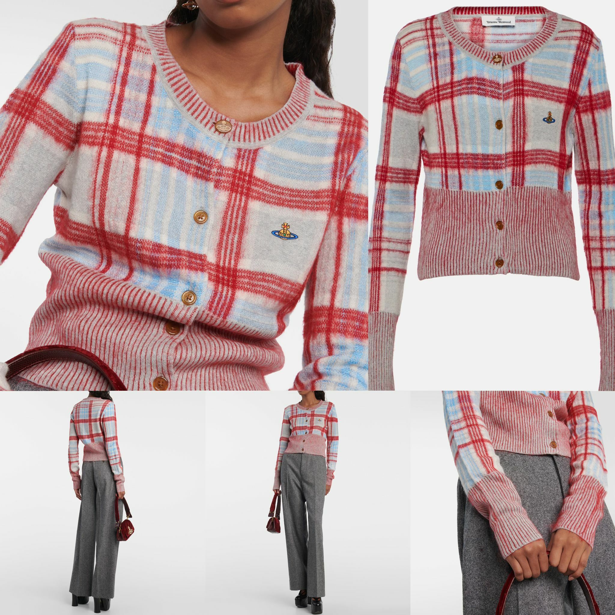 VIVIENNE WESTWOOD Madras 格紋棉質混紡開襟衫