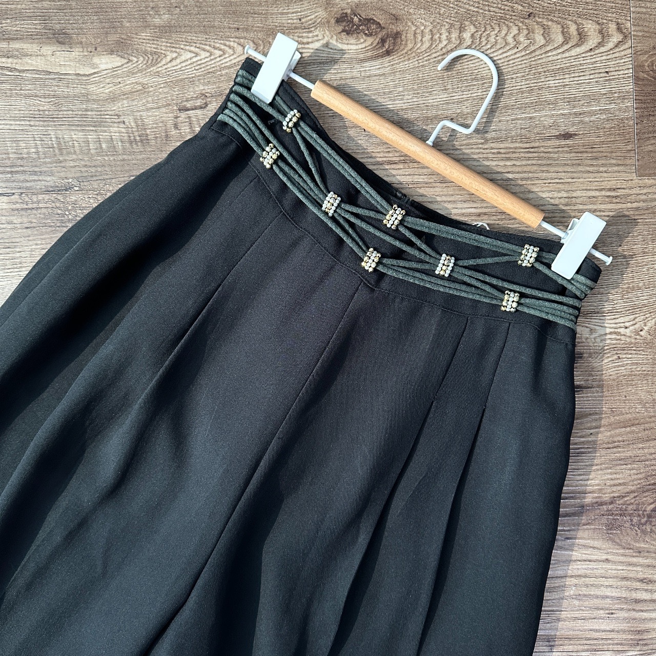 日本製黑色繩結狀腰帶復古感西褲