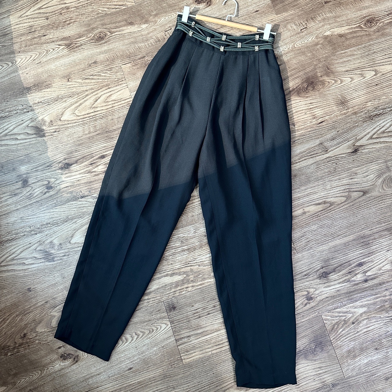 日本製黑色繩結狀腰帶復古感西褲