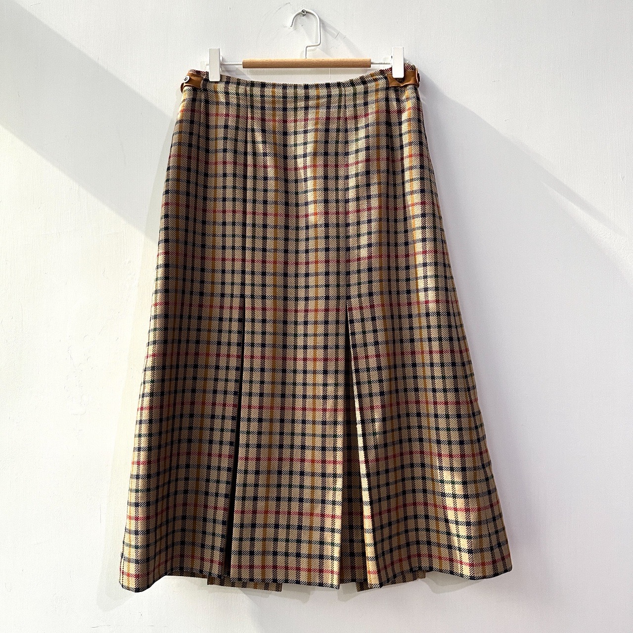 英國製90年代DAKS Vintage大地色帶彩色調格紋半身裙