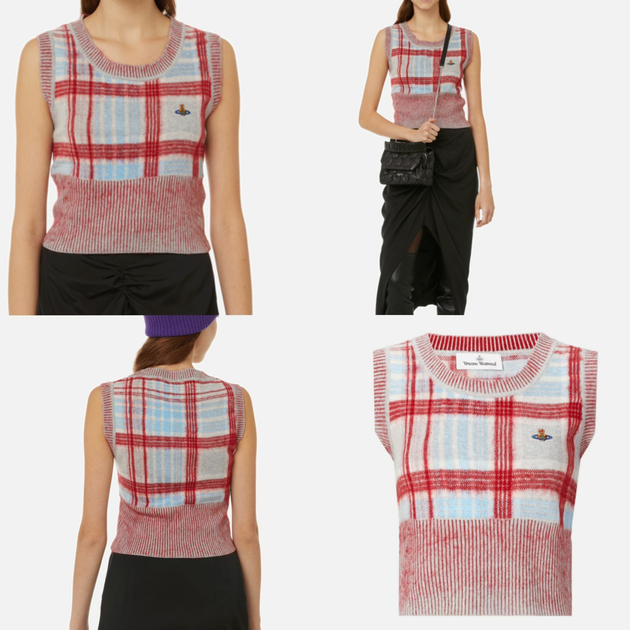VIVIENNE WESTWOOD Madras Orb 刺繡格紋背心