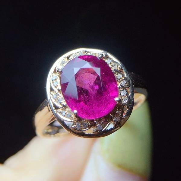 限量特價 18k真金真鑽 碧璽戒指 送證書