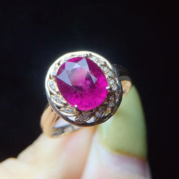 限量特價 18k真金真鑽 碧璽戒指 送證書