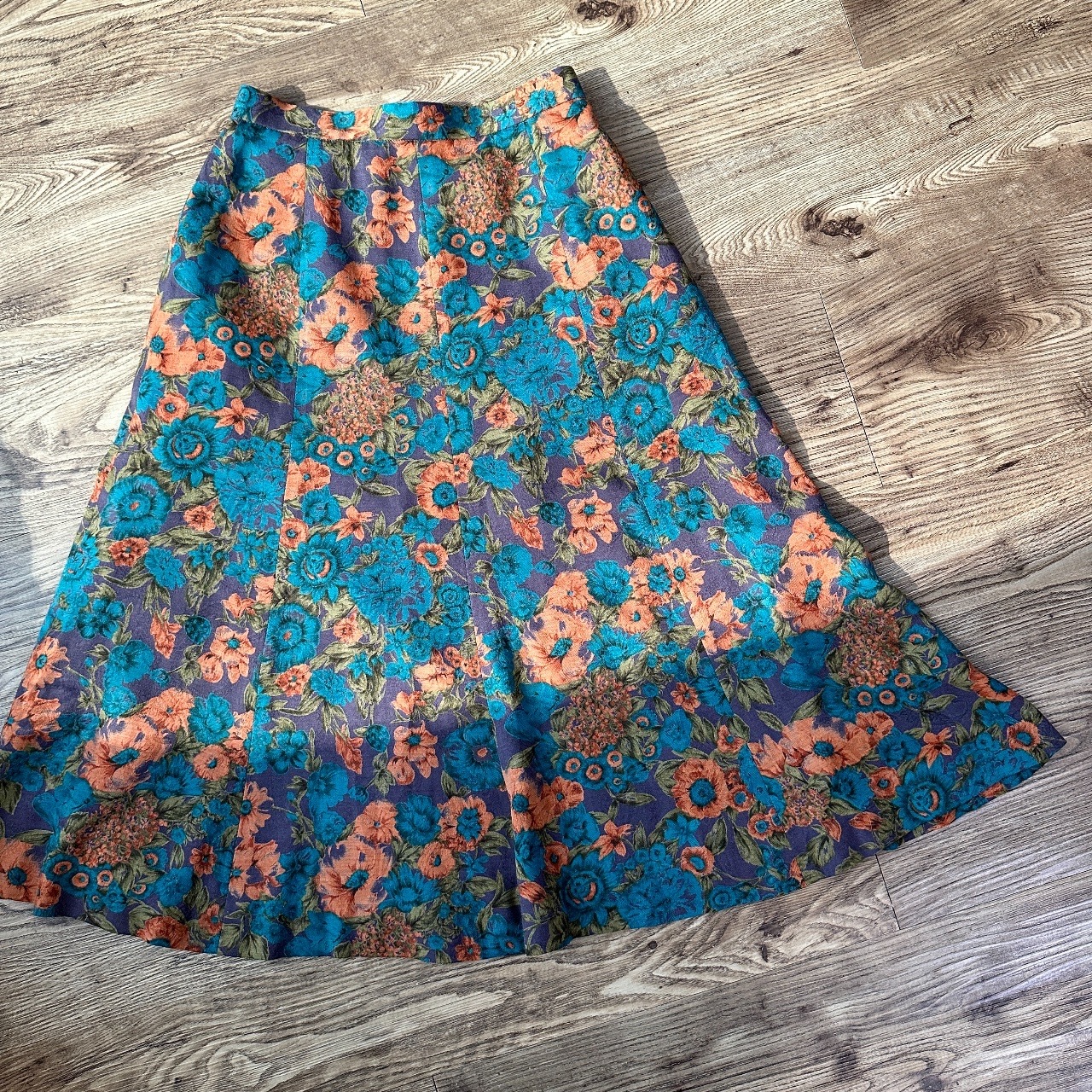 暗紫色鮮艷大花微魚尾半身裙