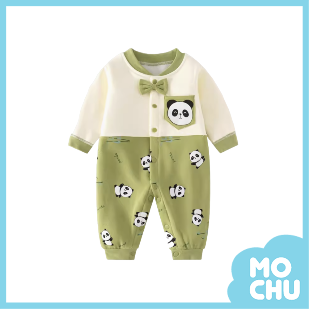 綠色熊貓加絨連身衣