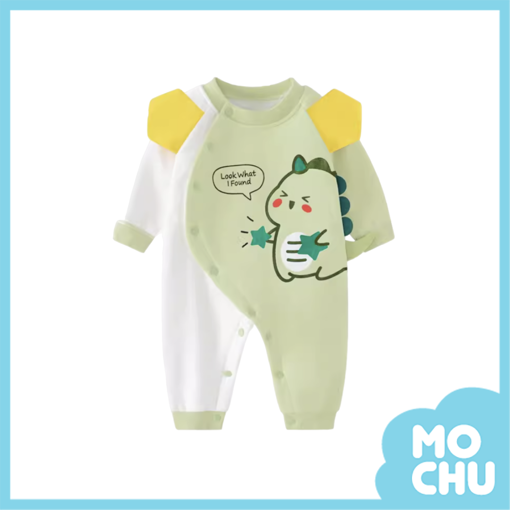 綠色小恐龍加絨連身衣