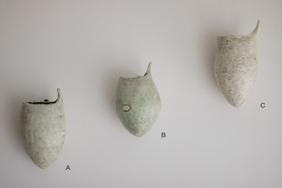 +g 小山乃文彦-花器 山繭 灰/ 綠/ 白