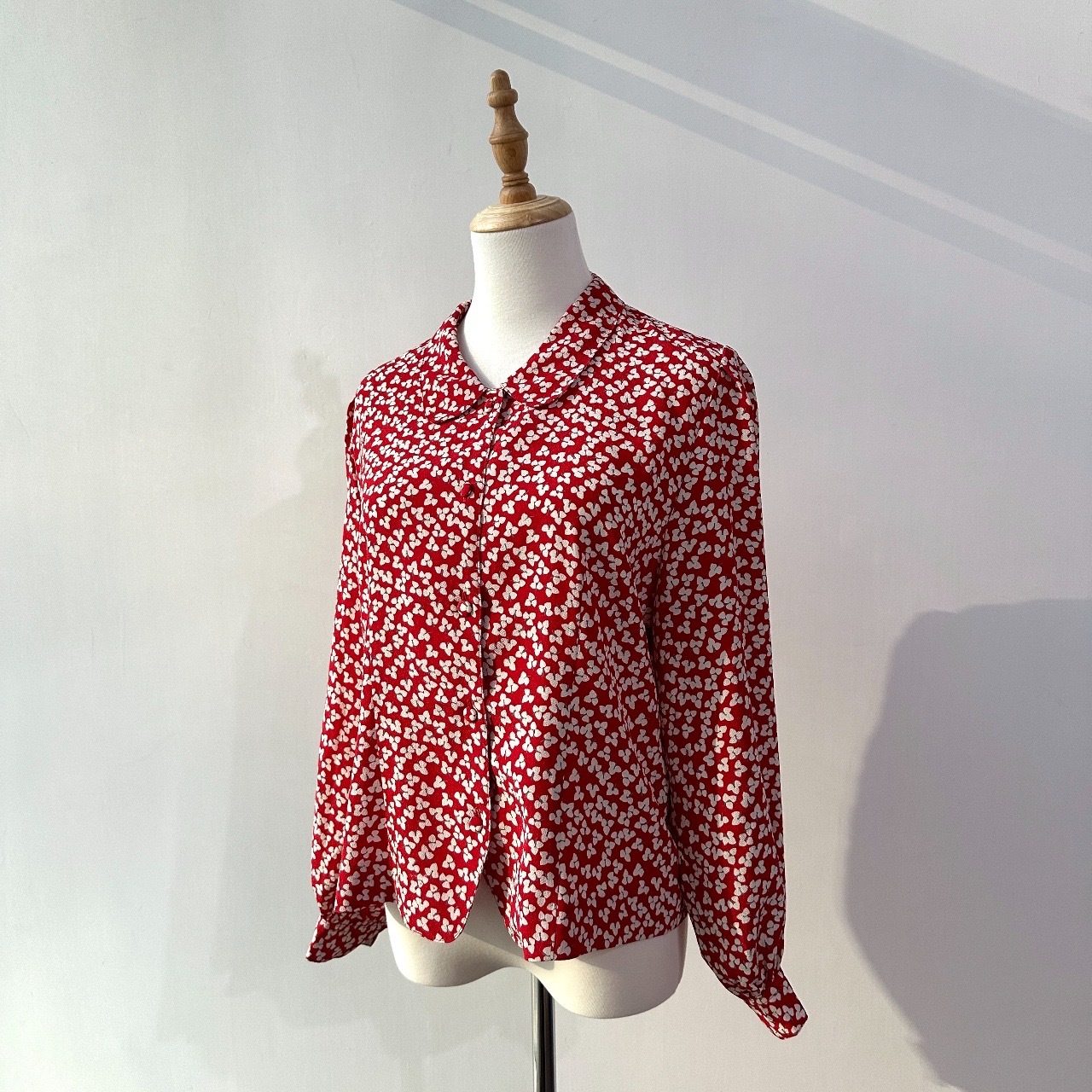 日本製紅色可愛三葉草長袖上衣
