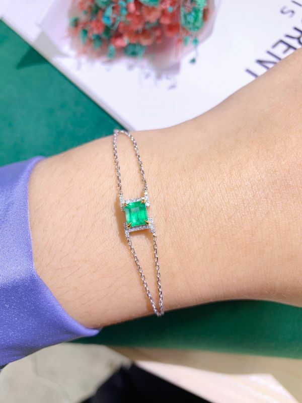 18k vivid green 豪華大氣祖母綠手鏈