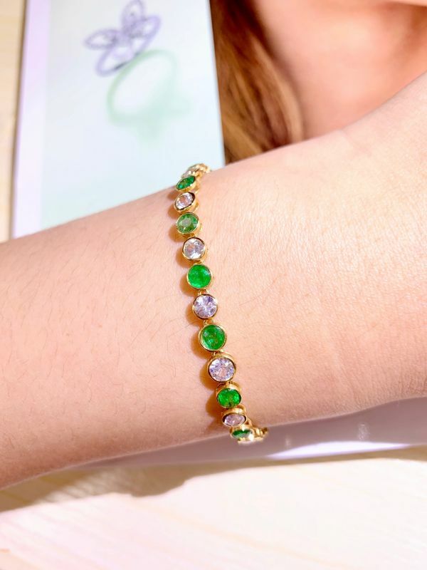 18k 阿富汗vivid green 簡約祖母綠手鏈