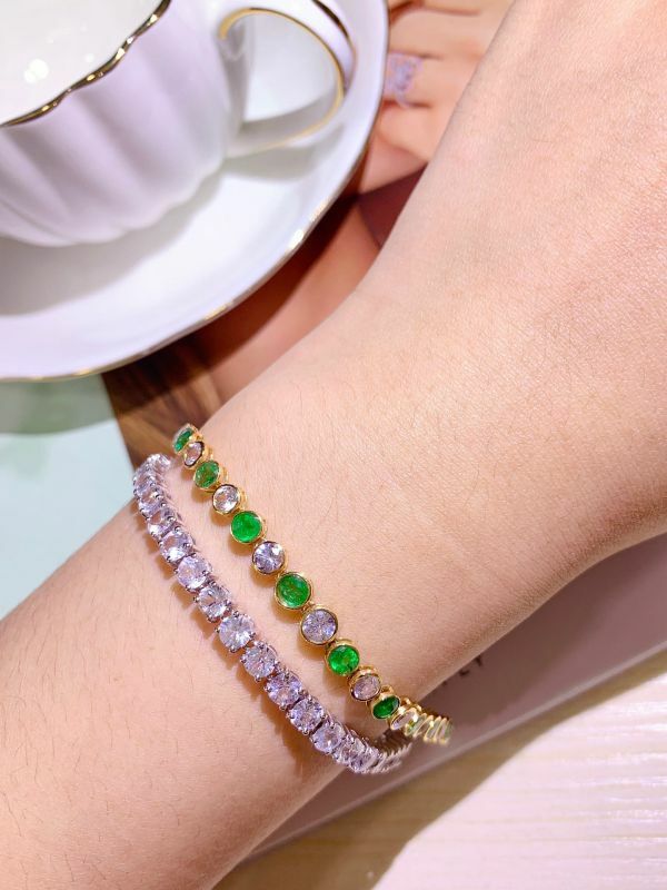 18k 阿富汗vivid green 簡約祖母綠手鏈