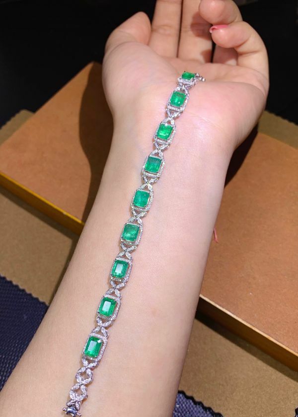 18k 阿富汗vivid green 經典祖母綠手鏈