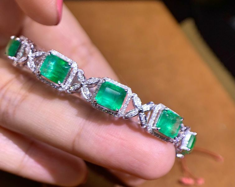 18k 阿富汗vivid green 經典祖母綠手鏈