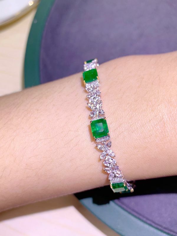 18k 阿富汗vivid green 氣質祖母綠手鏈