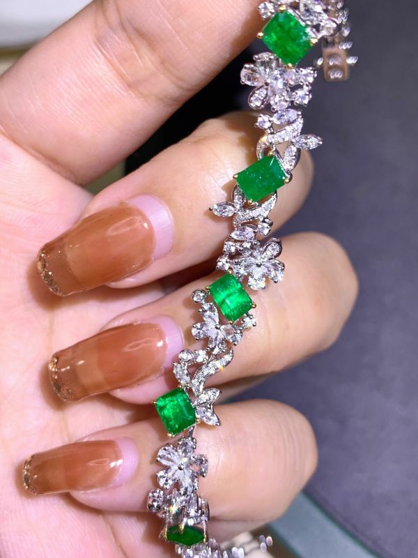 18k 阿富汗vivid green 祖母綠手鏈