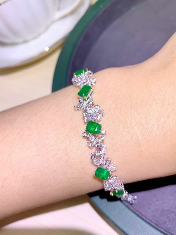 18k 阿富汗vivid green 祖母綠手鏈