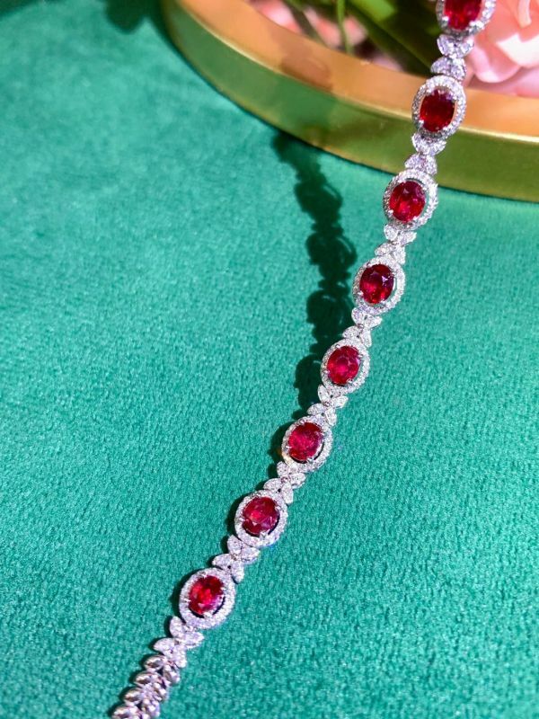 18k 天然莫桑比克鴿血紅紅寶石手鏈