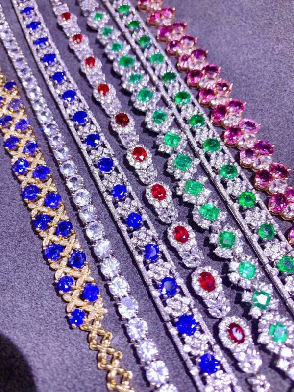 18k 金藍寶石/祖母綠/紅寶石/碧璽手鏈