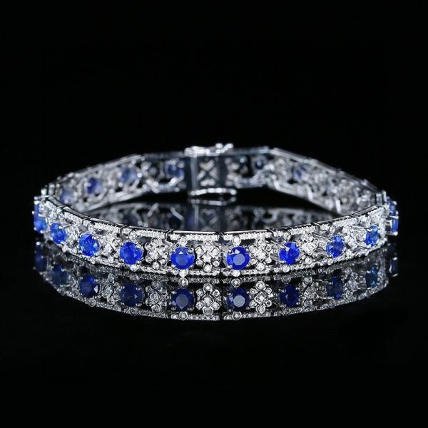 18k 真鑽 皇家藍 斯里蘭卡天然藍寶手鏈