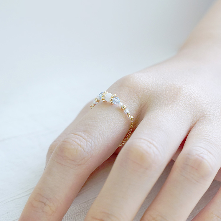 ｜桃花｜天使的祈禱 · 拉斐爾 – 月光石 – 線戒