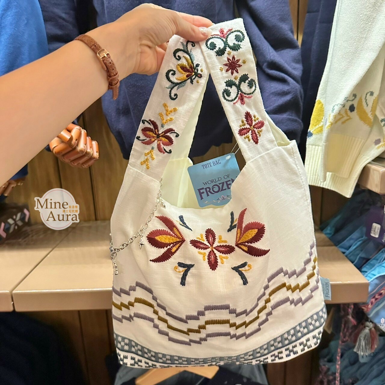 World of Frozen 限定 圖騰 白色 手提袋 手提包 冰雪奇緣 Frozen -香港迪士尼樂園