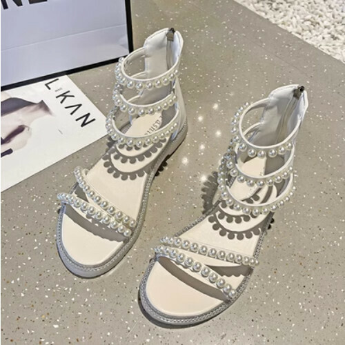 pearl open toe high sandals
