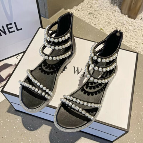 pearl open toe high sandals
