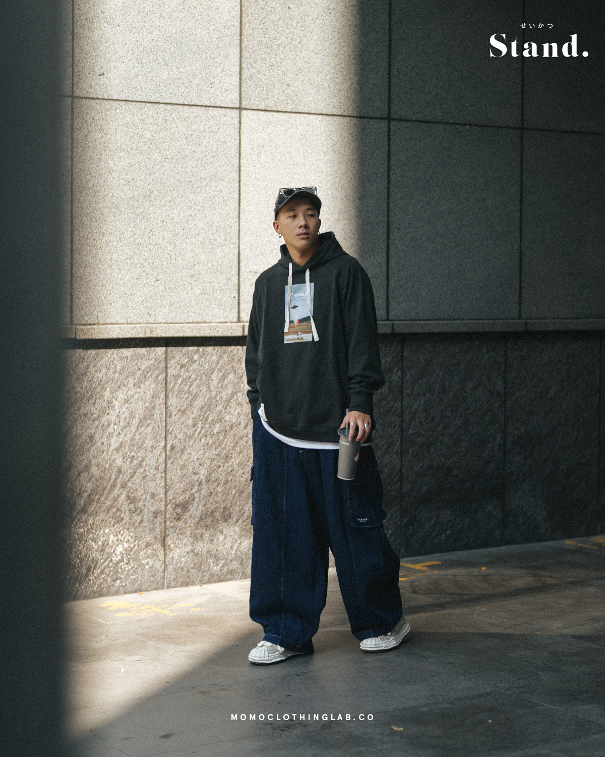 STAND 微繭型車縫邊丹寧褲