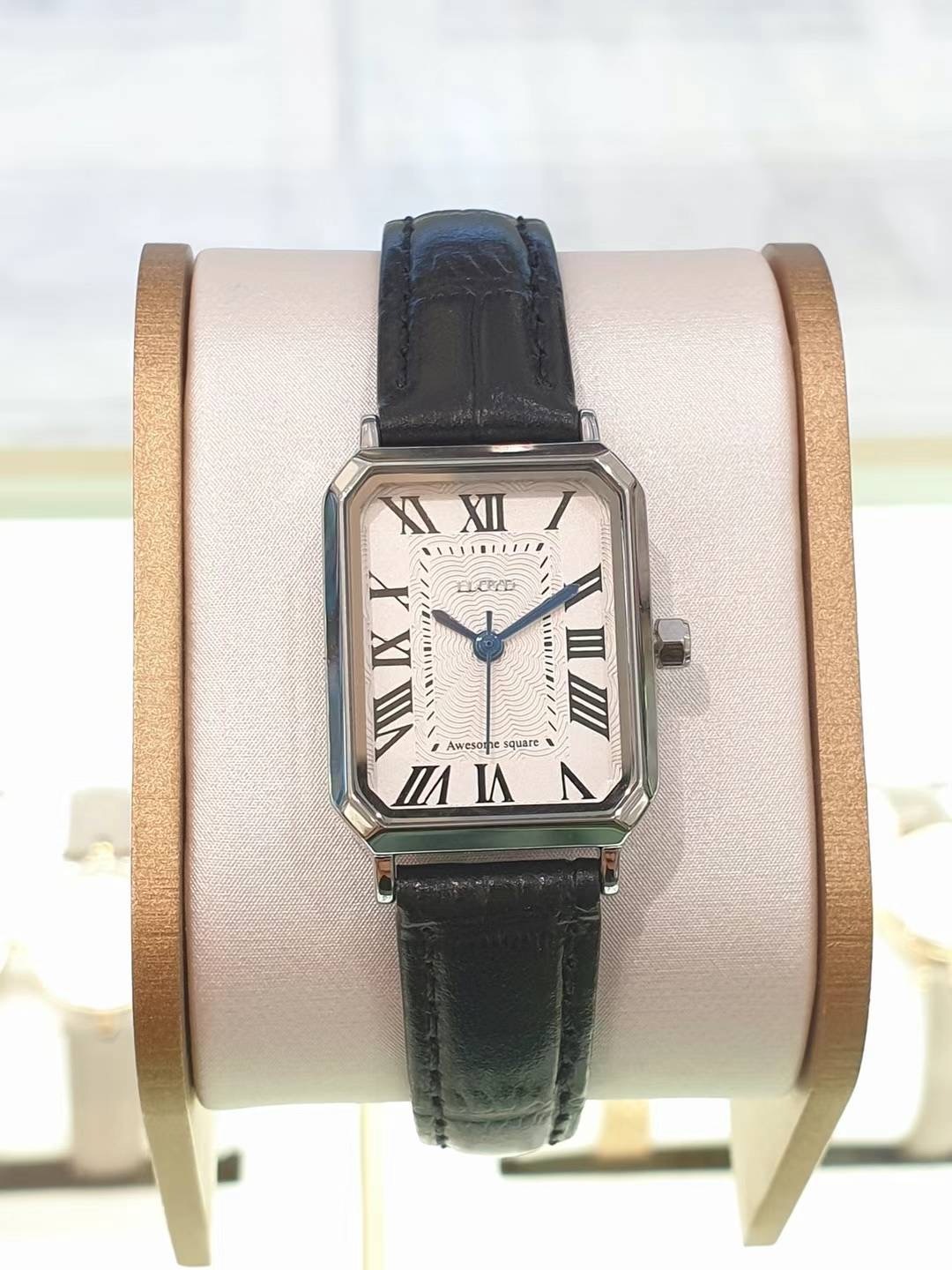 韓國國民手錶 銀盤黑錶帶 -M