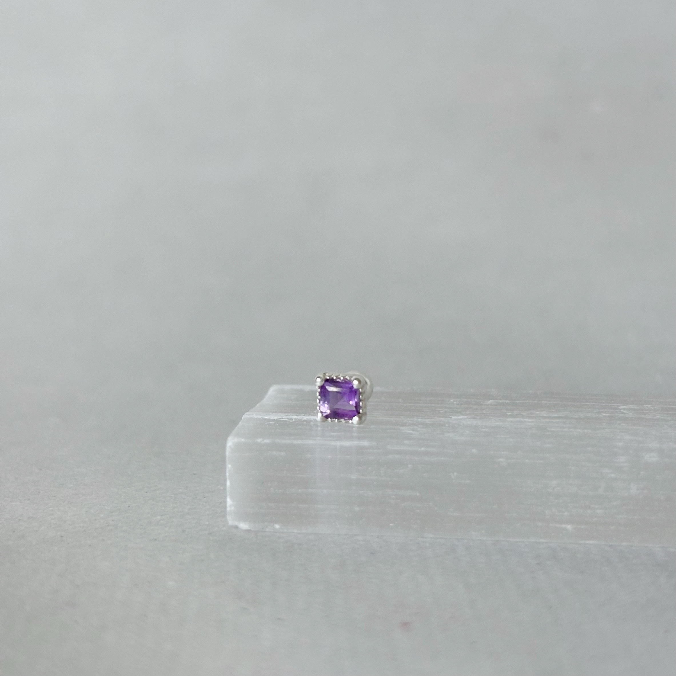 蛋糕四爪紫水晶轉珠耳環