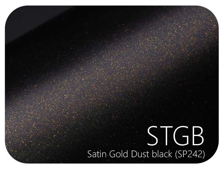 LIFE+GUARD STGB (SP242) Satin Gold Dust Black vinyl skin sample for 3C protective wraps